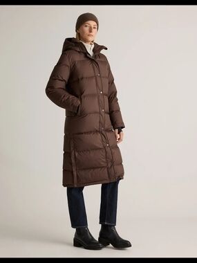 Quince Responsible Down Long Puffer Jacket Hot Fudge Sz M, Nwt